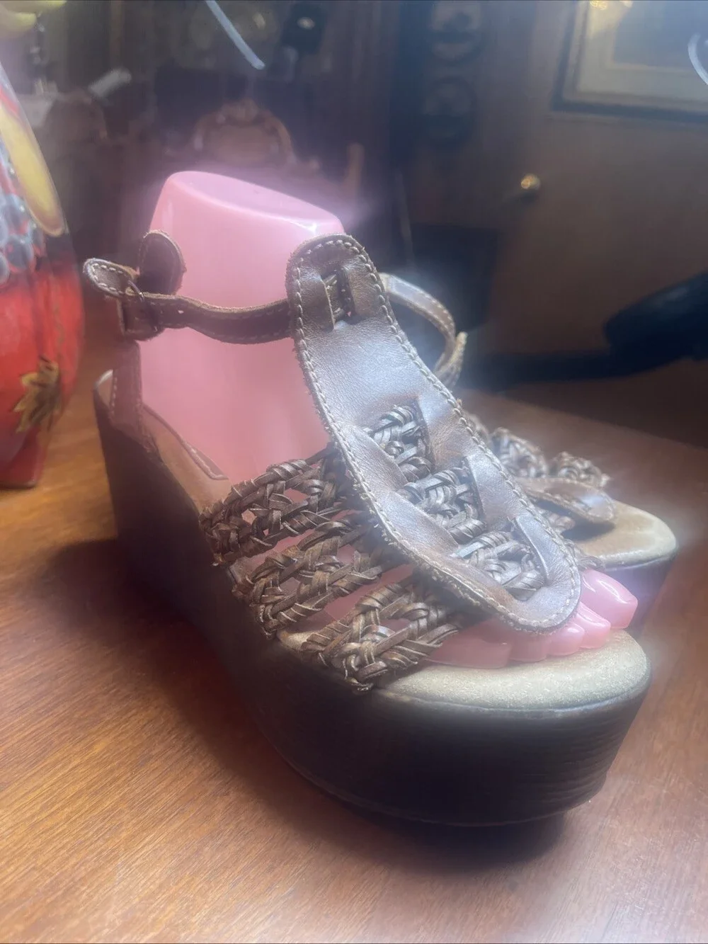 Sbicca Open toe slingback cork Women’s Platform Wedges Leather 38 EU 7.5 US